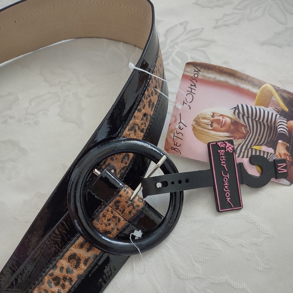 New ? Betsey Johnson black leopard wide belt main image 6